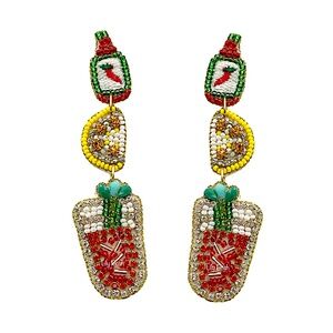 Lily Posh Cocktail Earring, Seed Bead Bloody Mary Cocktail Earring